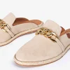 Zuecos Turqueta beige con piso de esparto para mujer