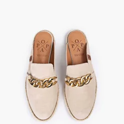 Zuecos Turqueta beige con piso de esparto para mujer