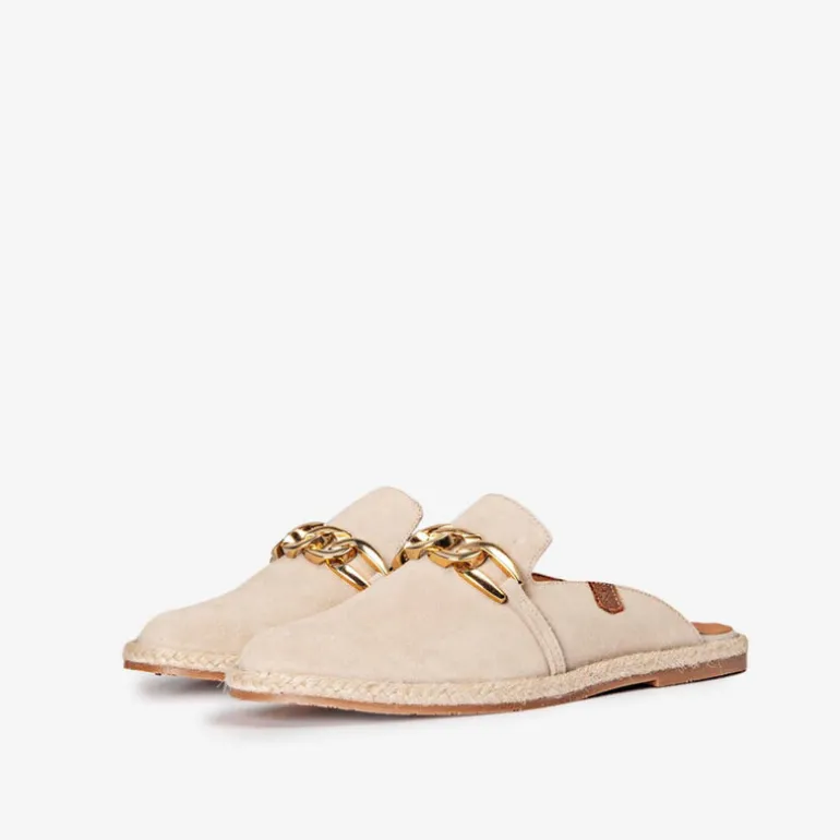 Zuecos Turqueta beige con piso de esparto para mujer